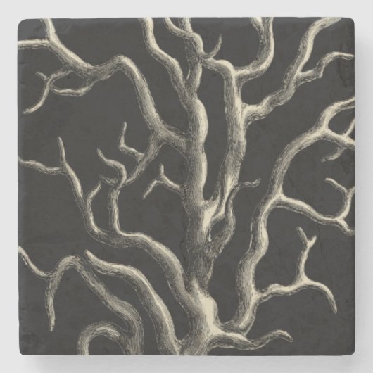 Zwarte en Tan Coral Stenen Onderzetter (Voorkant)