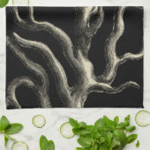 Zwarte en Tan Coral Theedoek (Gevouwen)