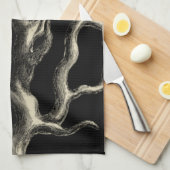 Zwarte en Tan Coral Theedoek (Quarter Fold)