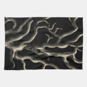 Zwarte en Tan Coral Theedoek (Horizontaal)