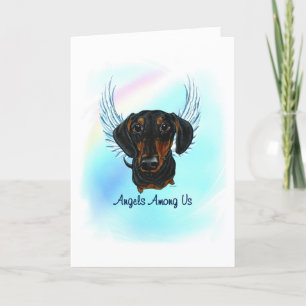 Zwarte en Tan Dachshund Angel Dog Pet Loss Card Bedankkaart