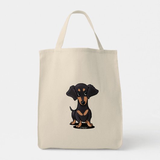 Zwarte en Tan Dachshund Grote Canvas tas (Achterkant)