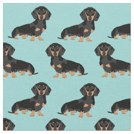 Zwarte en Tan Dachshund-hond lichtblauw Stof