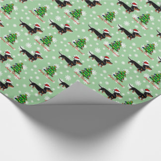 Zwarte en Tan Dachshund-kerstcadeautjes Cadeaupapier