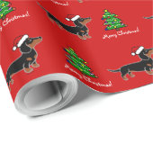 Zwarte en Tan Dachshund-kerstcadeautjes Cadeaupapier (Rol Hoek)