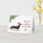 Zwarte en Tan Dachshund Kerstmis van Dog Kaart (Gele Bloem)