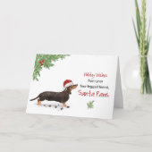 Zwarte en Tan Dachshund Kerstmis van Dog Kaart (Voorkant)