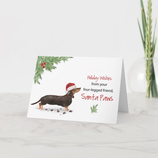 Zwarte en Tan Dachshund Kerstmis van Dog Kaart (Voorkant)