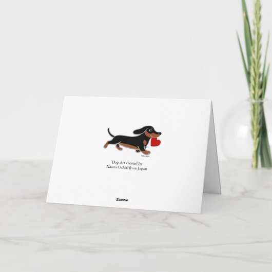 Zwarte en Tan Dachshund Valentijn Cartoon Feestdagen Kaart (Achterkant)