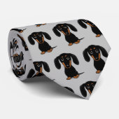 Zwarte en Tan Dachshunds | Wiener Dog Pattern Stropdas (Opgerold)