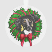 Zwarte en Tan English Shepherd-versiering Ornament (achterkant)