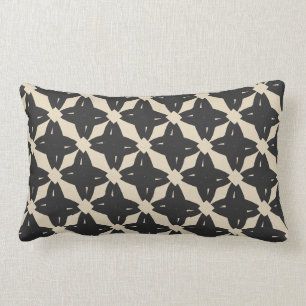 Zwarte en Tan Floral Geometric Lumbar Pillow Kussen
