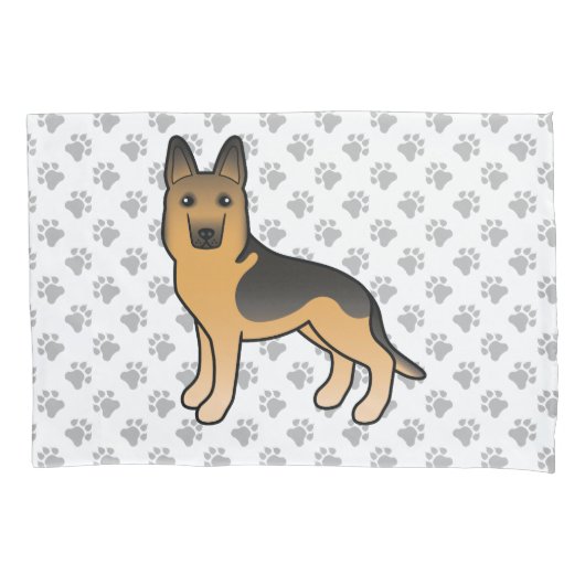 Zwarte en Tan German Shepherd Dog and Grey Paws Kussensloop (Voorkant)