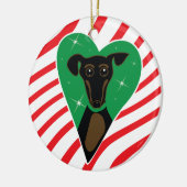 Zwarte en Tan-kersthond Keramisch Ornament (Links)