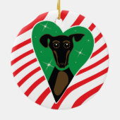 Zwarte en Tan-kersthond Keramisch Ornament (Achterkant)