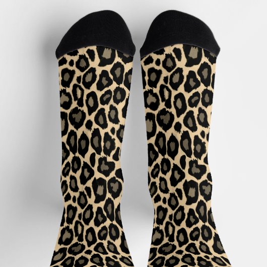 Zwarte en Tan Leopard-printersockets Sokken (Top)