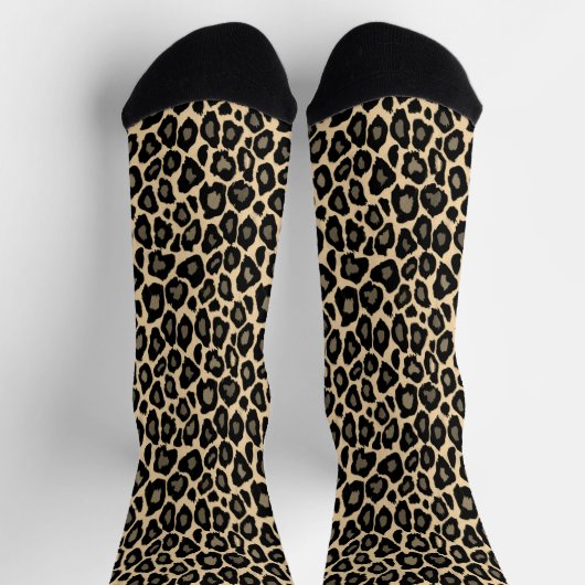 Zwarte en Tan Leopard-printersockets Sokken (Top)