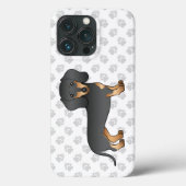 Zwarte en Tan Short Coat Dachshund Cute Dog & Paws Case-Mate iPhone Case (Achterkant)