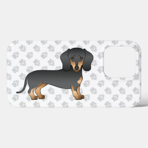 Zwarte en Tan Short Coat Dachshund Cute Dog & Paws Case-Mate iPhone Case