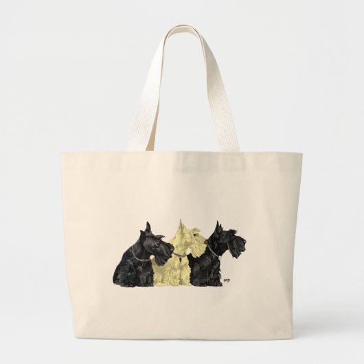 Zwarte en tarwe Scotties Grote Tote Bag (Voorkant)