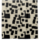 Zwarte en Taupe-vierkantjes Douchegordijn (Voorkant)