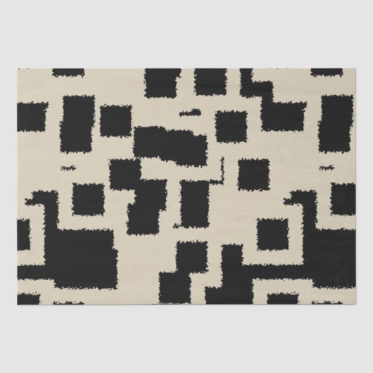 Zwarte en Taupe-vierkantjes Tissuepapier (Voorkant)