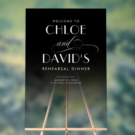 Zwarte en transparante repetitie diner welkom acryl bord (Neutraal)