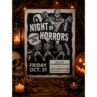 Zwarte en trendy vintage Halloween uitnodiging