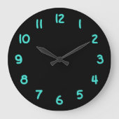 Zwarte en Turkooise Aantallen Grote Klok (Voorkant)