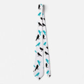 Zwarte en Turquoise Crows Stropdas (Voorkant)