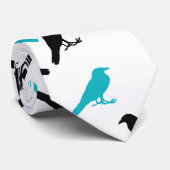 Zwarte en Turquoise Crows Stropdas (Opgerold)