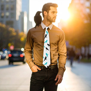 Zwarte en Turquoise Crows Stropdas