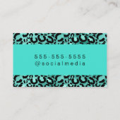 Zwarte en Turquoise Glamoureuze luipaarden Visitekaartje (Achterkant)