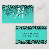 Zwarte en Turquoise Glamoureuze luipaarden Visitekaartje (Voorkant / Achterkant)
