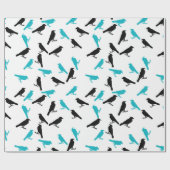 Zwarte en Turquoise-koeien Cadeaupapier (Vlak)