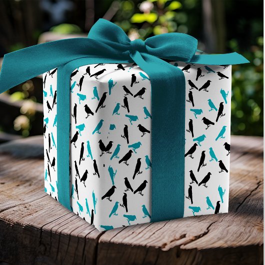 Zwarte en Turquoise-koeien Cadeaupapier