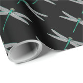 Zwarte en turquoise libel cadeaupapier (Rol Hoek)