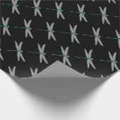 Zwarte en turquoise libel cadeaupapier (Hoek)