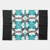 Zwarte en Turquoise Tegel Design Keukenschotel Han Theedoek (Horizontaal)