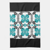 Zwarte en Turquoise Tegel Design Keukenschotel Han Theedoek (Verticaal)