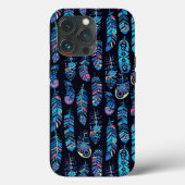 Zwarte en Turquoise-ventilatorpatroon Case-Mate iPhone Case (Achterkant)