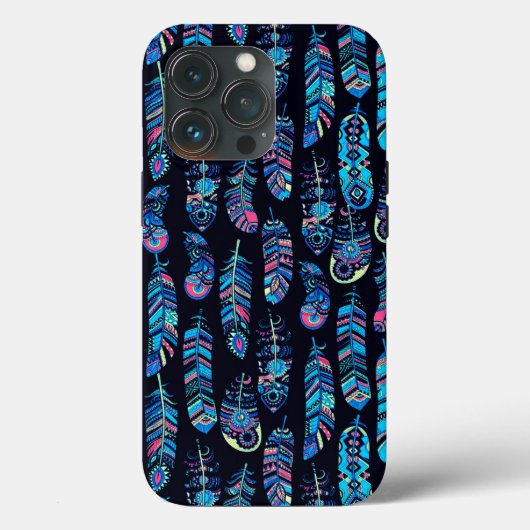 Zwarte en Turquoise-ventilatorpatroon Case-Mate iPhone Case (Achterkant)