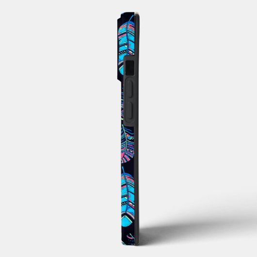 Zwarte en Turquoise-ventilatorpatroon Case-Mate iPhone Case (Achterkant / Links)