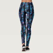 Zwarte en Turquoise-ventilatorpatroon Leggings (Achterkant)