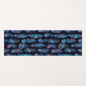 Zwarte en Turquoise-ventilatorpatroon Yogamat (Voorkant (horizontaal))