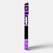 Zwarte en Violet Leopard Spots Glam Monogram Case-Mate iPhone Case (Achterkant / Rechts)