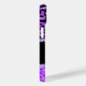 Zwarte en Violet Leopard Spots Glam Monogram Case-Mate iPhone Case (Achterkant / Rechts)