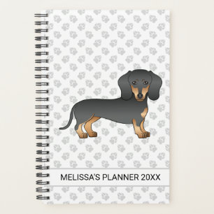 Zwarte en vloeiende tinten Dachshund Dog & Text Planner