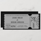 Zwarte en wachtende partijticketuitnodigingen kaart (Voorkant / Achterkant)