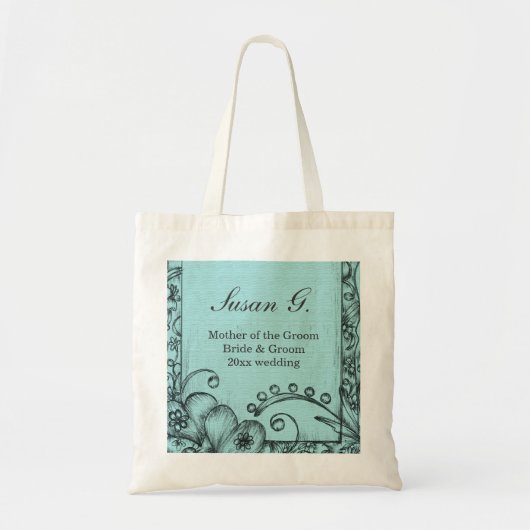  zwarte en waterblauwe trouwtas tote bag (Voorkant)
